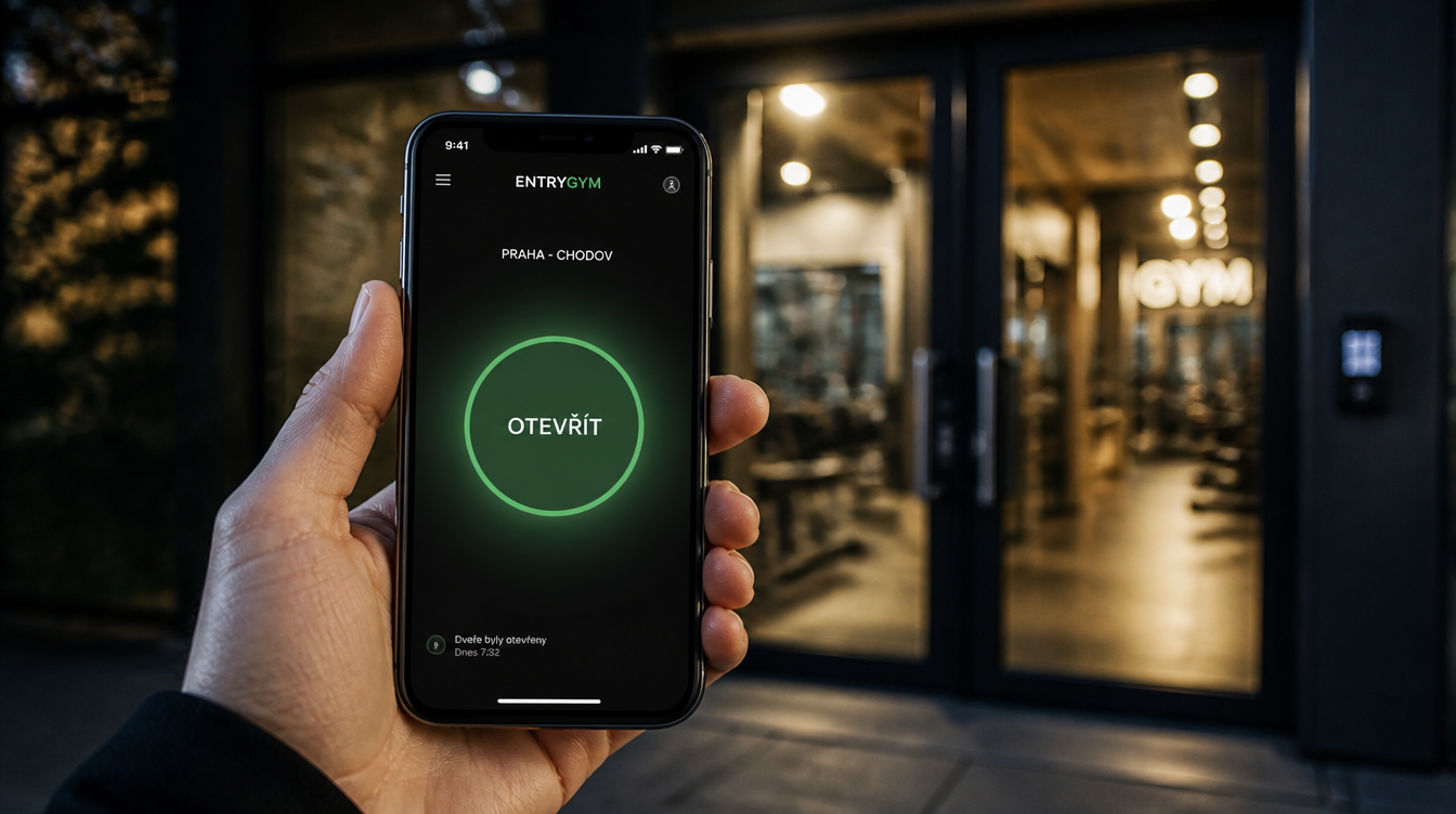 Telefon s aplikací otevírá dveře fitness centra